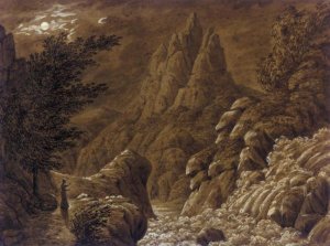 Idealised Landscape with Waterfall (Ideale Gebirgslandschaft mit Wasserfall)